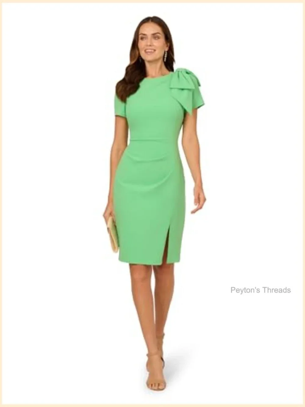Pleated Bow Midi Dress with Mock Neck - Picture 3 of 5